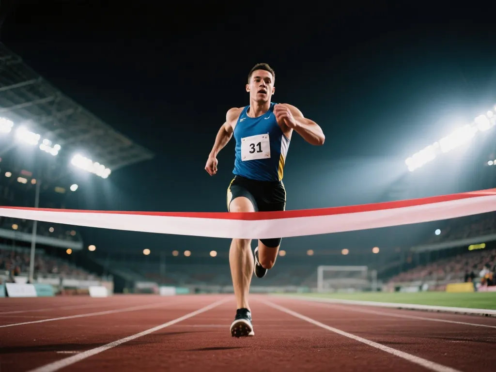 体育场上运动员冲刺